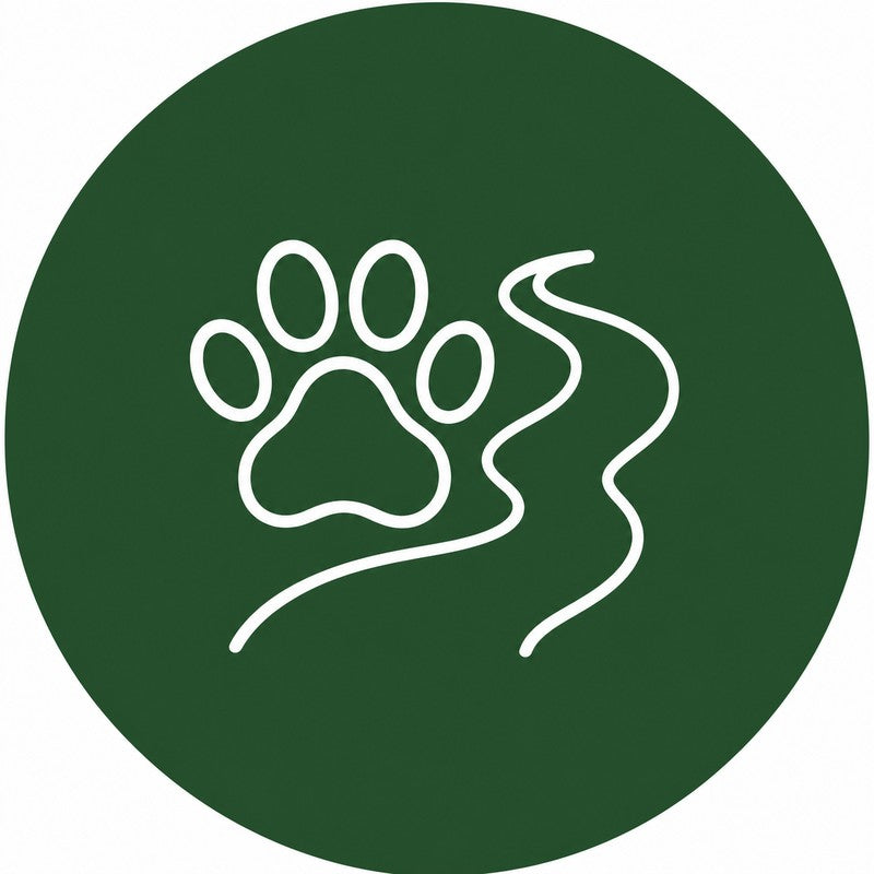 Adventure icon - paw print and trail